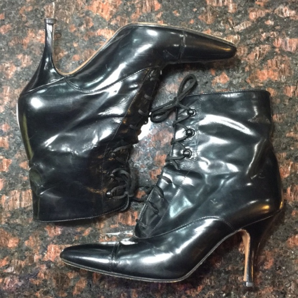 Gucci black patent leather boots